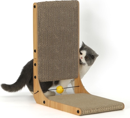 Buy L Shape Cat Scratcher High Density Corrugated Paper Wall Mounted Scratching Pad online manufacture