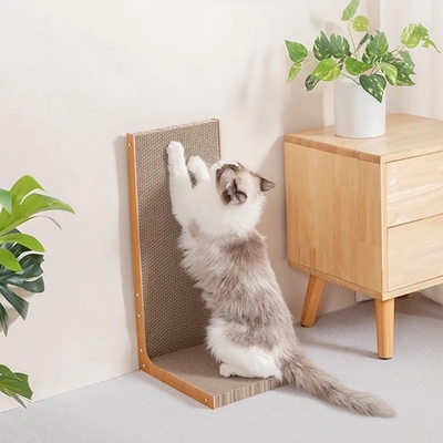 OEM L Shape Cat Scratcher Detachable Vertical Cardboard Cat Scratcher