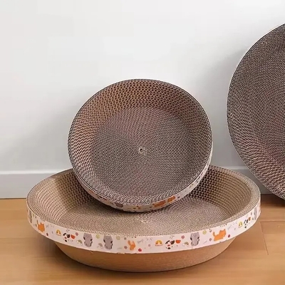 Oval Cat Scratching Board Corrugated Round Scratch Pads For Cats